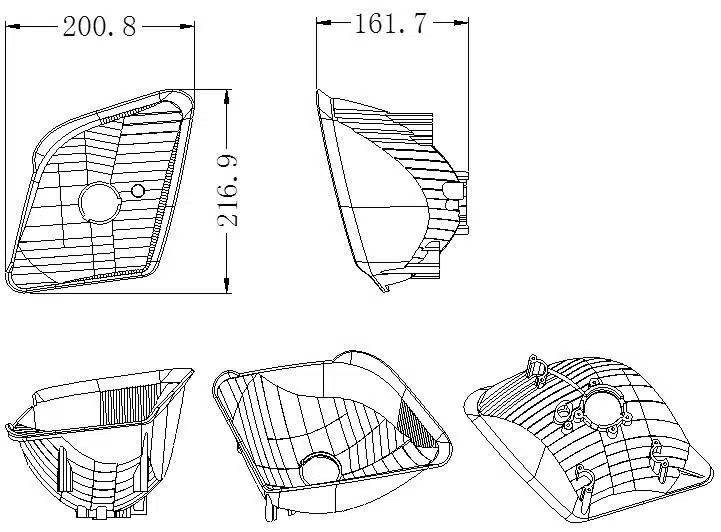 Figure 1 Parts of headlamp reflector