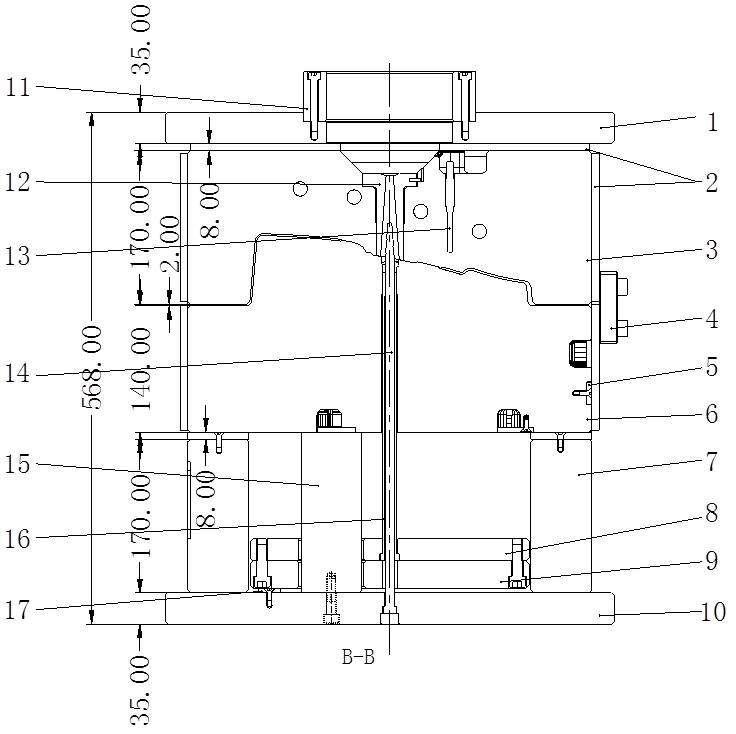 Fig. 3 Structure of Injection Mould for Headlight Reflector