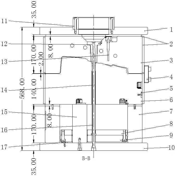Fig. 3 Structure of Injection Mould for Headlight Reflector