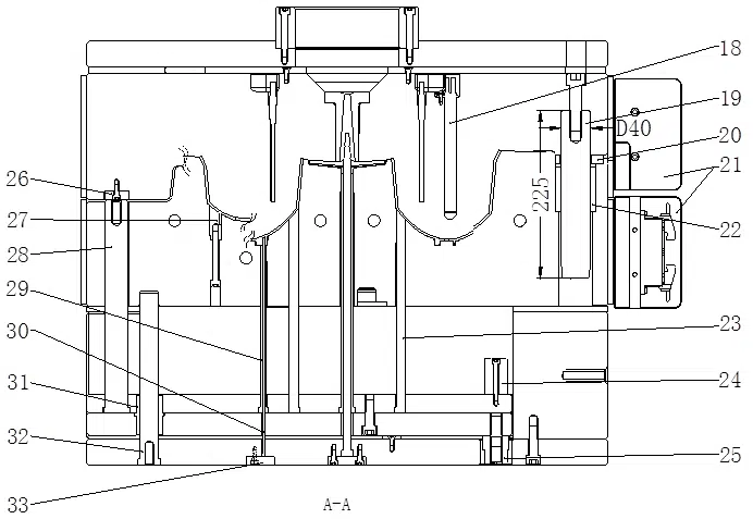 Fig. 4 Structure of Injection Mould for Headlight Reflector